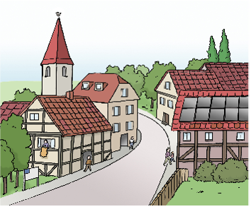  Grafik eines Dorfes 