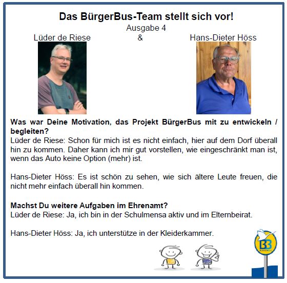  Heute stellen wir Ihnen Hans-Dieter Höss und Lüder de Riese vor. 