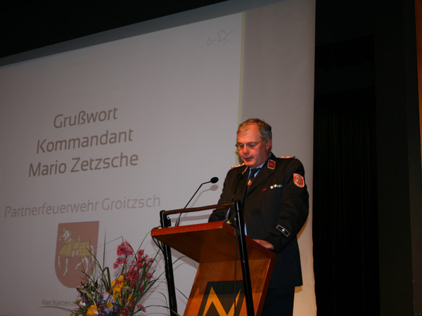 Grußwort Mario Zetzsche (Kommandant der Partnerwehr Groitzsch)
